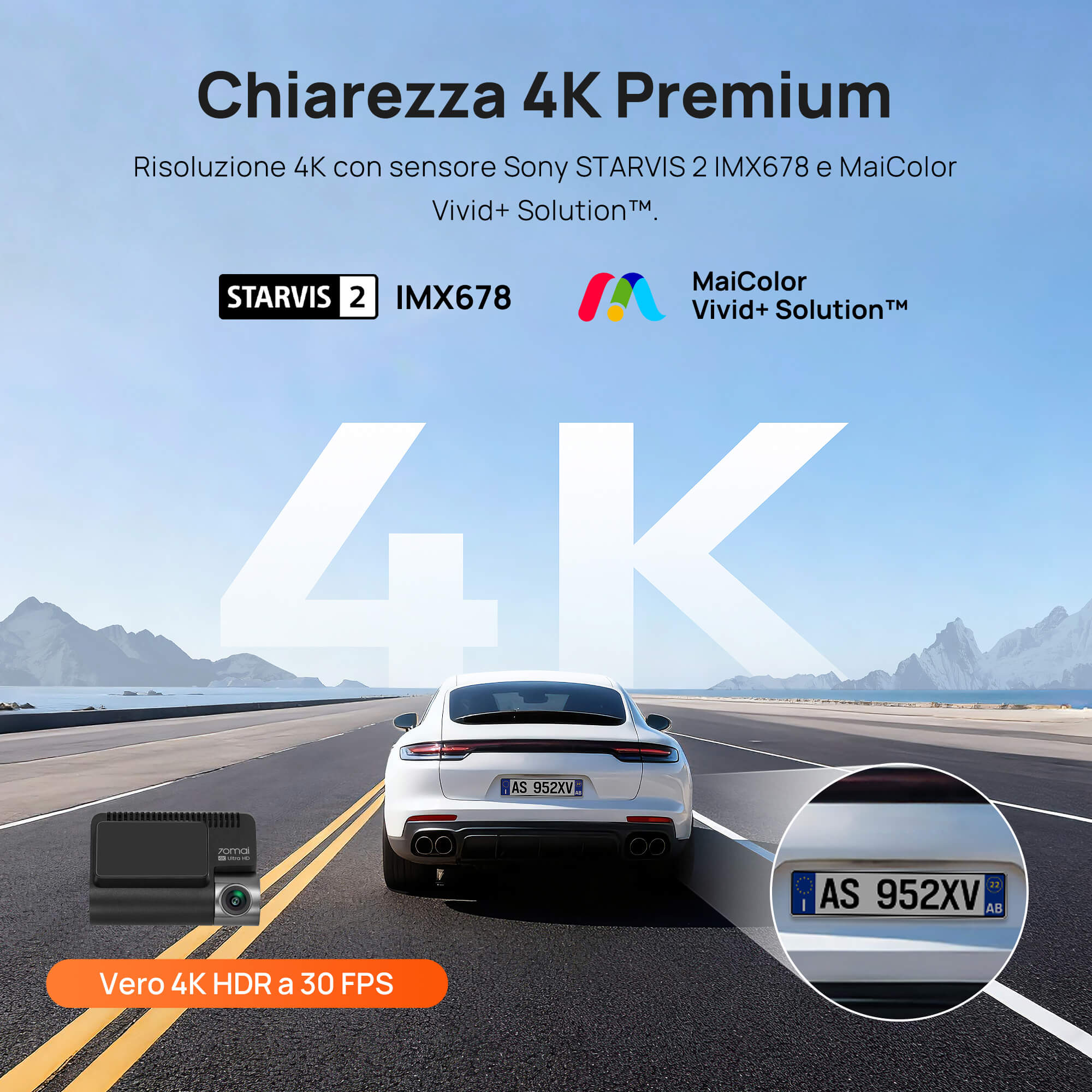 70mai Dash Cam 4K A810S con Sony STARVIS 2 IMX678, ottimizzazione delle targhe, registrazione di emergenza in buffer, supercondensatore e 4G LTE - Image 9