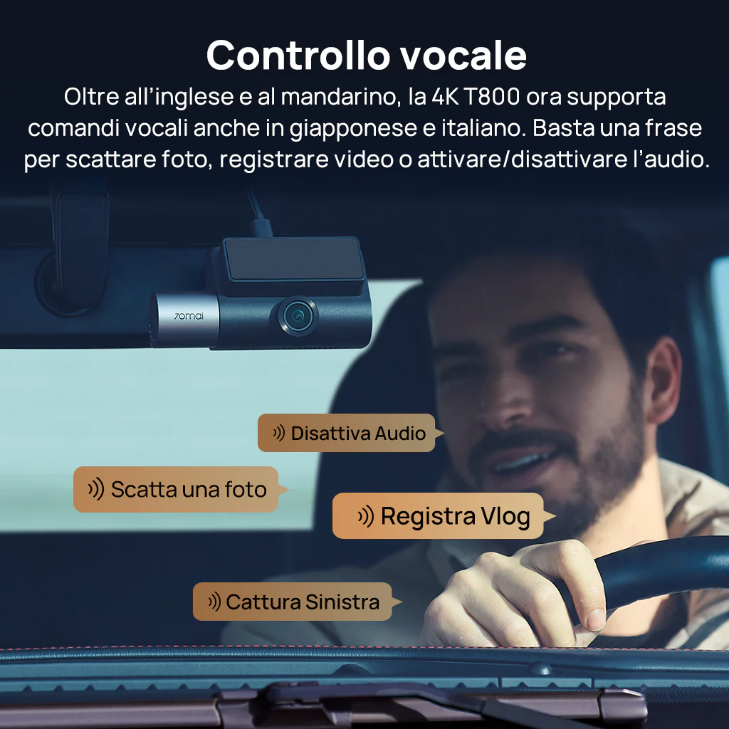 70mai Dash Cam 4K T800 a 3 canali con doppia risoluzione 4K, STARVIS 2 IMX678, visione notturna HDR, rilevamento AI, registrazione di emergenza, 4G LTE e supercondensatore - Image 10