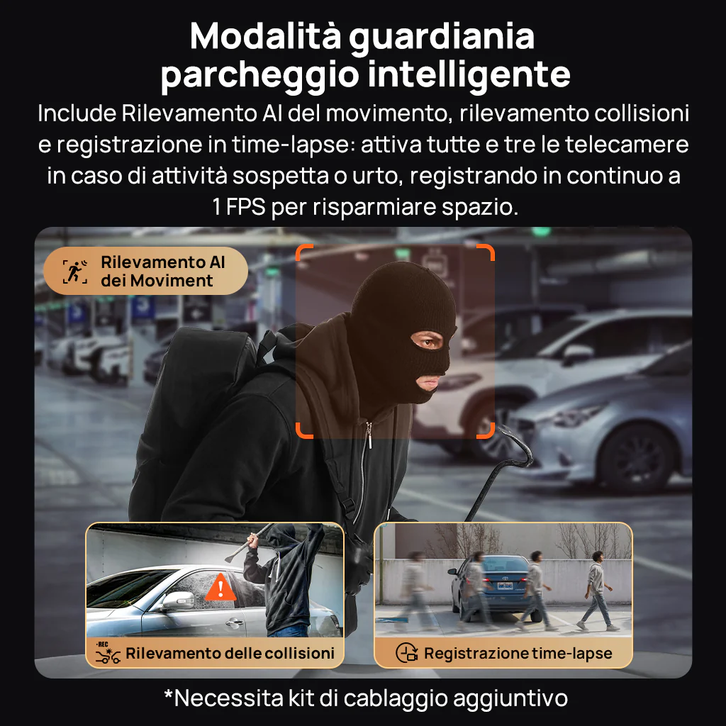 70mai Dash Cam 4K T800 a 3 canali con doppia risoluzione 4K, STARVIS 2 IMX678, visione notturna HDR, rilevamento AI, registrazione di emergenza, 4G LTE e supercondensatore - Image 12