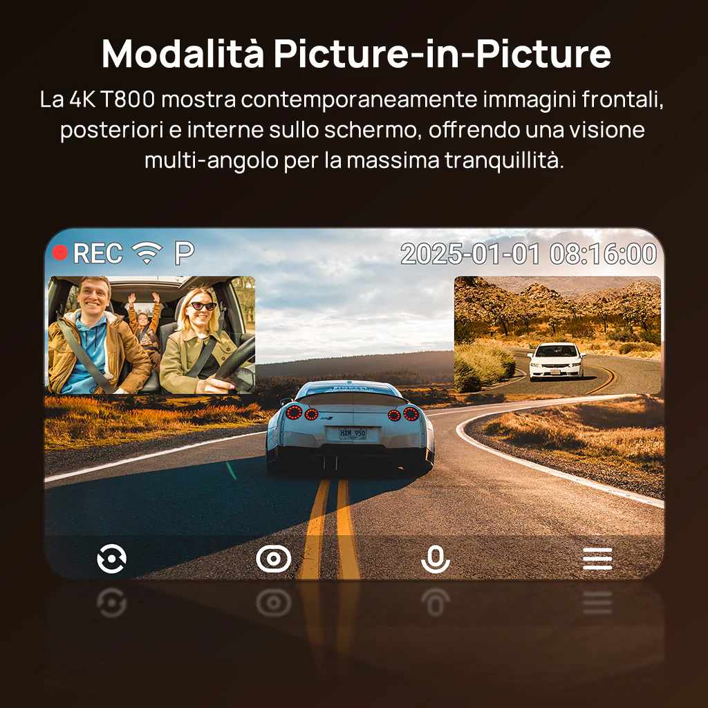 70mai Dash Cam 4K T800 a 3 canali con doppia risoluzione 4K, STARVIS 2 IMX678, visione notturna HDR, rilevamento AI, registrazione di emergenza, 4G LTE e supercondensatore - Image 13