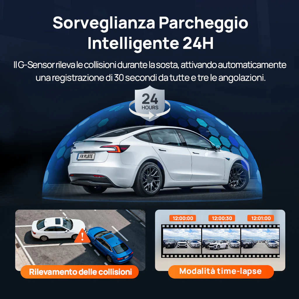 70mai Dash Cam 4K T800E, videocamera per auto a 3 canali (anteriore, interno, posteriore), 4K HDR, visione notturna, sorveglianza durante la sosta 24 ore su 24 e GPS - Image 11