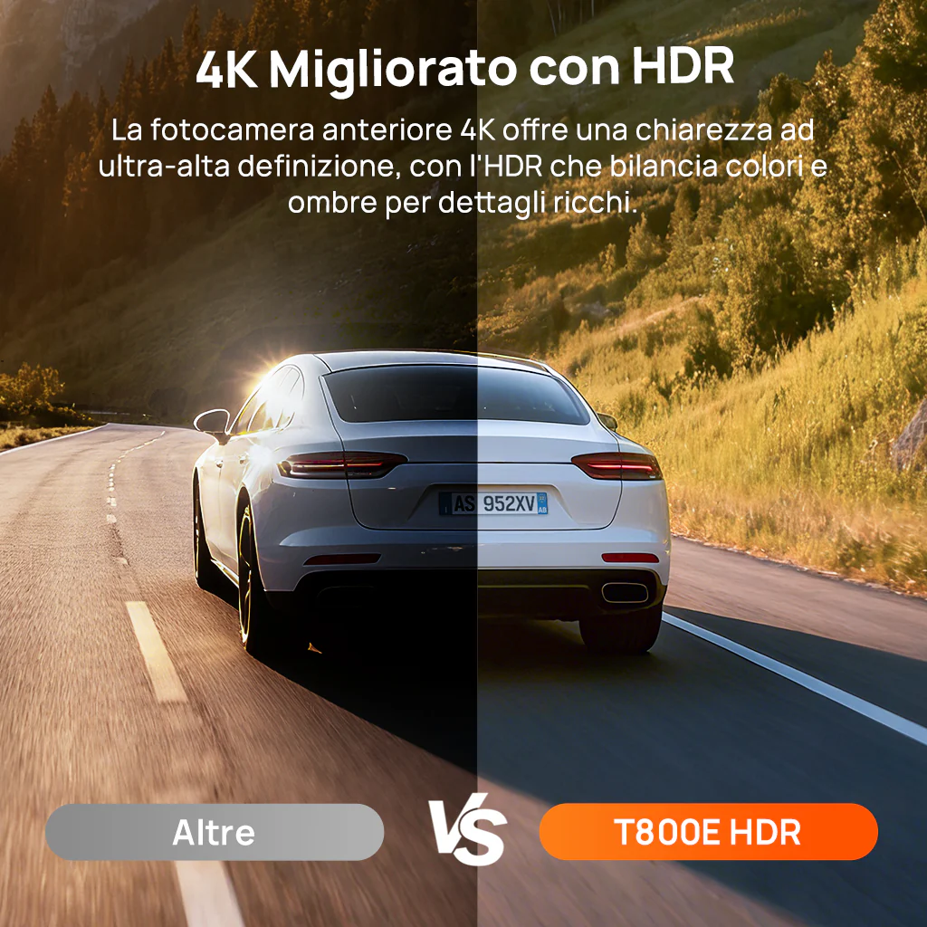 70mai Dash Cam 4K T800E, videocamera per auto a 3 canali (anteriore, interno, posteriore), 4K HDR, visione notturna, sorveglianza durante la sosta 24 ore su 24 e GPS - Image 12