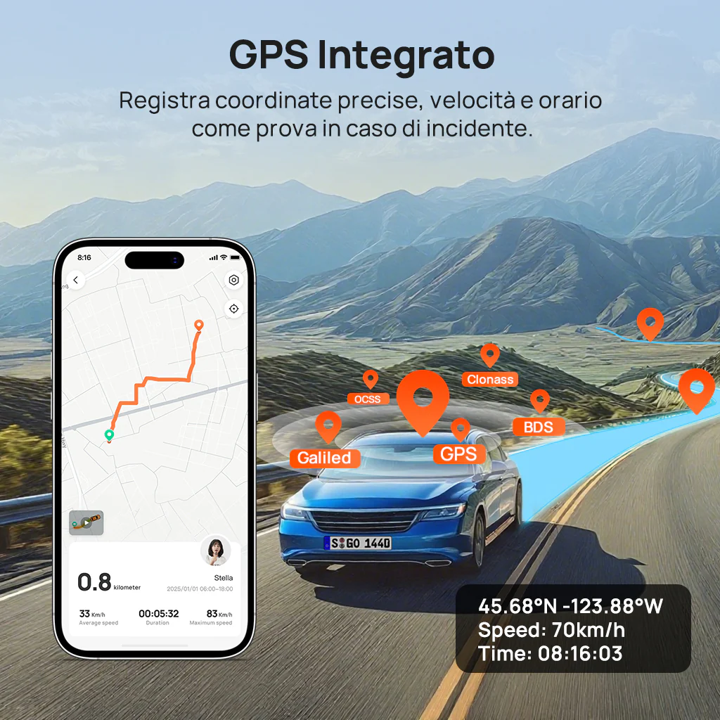 70mai Dash Cam 4K T800E, videocamera per auto a 3 canali (anteriore, interno, posteriore), 4K HDR, visione notturna, sorveglianza durante la sosta 24 ore su 24 e GPS - Image 13