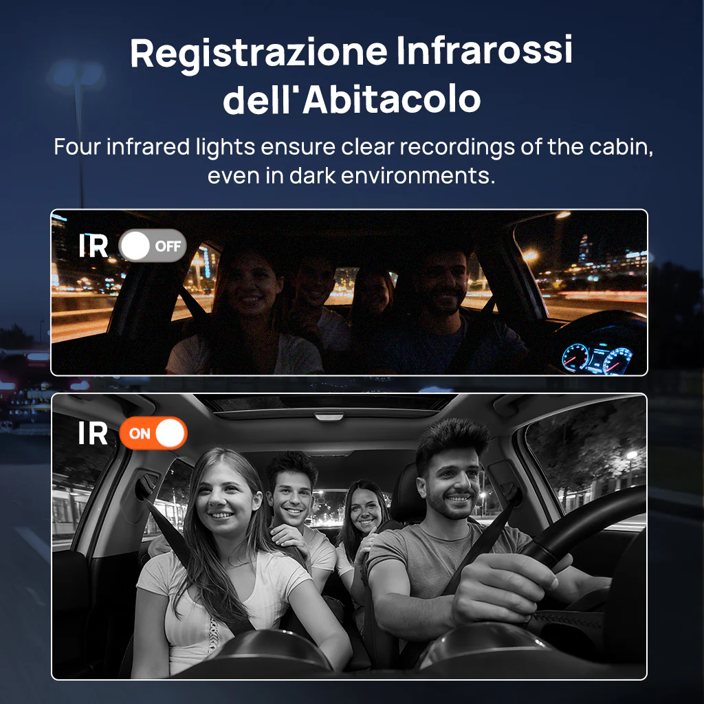 70mai Dash Cam 4K T800E, videocamera per auto a 3 canali (anteriore, interno, posteriore), 4K HDR, visione notturna, sorveglianza durante la sosta 24 ore su 24 e GPS - Image 9