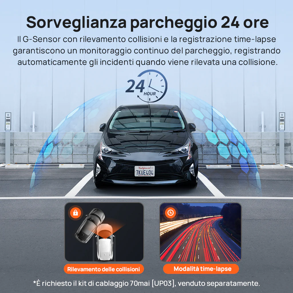 70mai Dash Cam A410 2.5K HDR Dual con GPS, registrazione di emergenza, sensore G, controllo tramite app e design compatto - Image 7