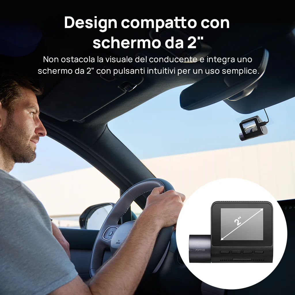 70mai Dash Cam A410 2.5K HDR Dual con GPS, registrazione di emergenza, sensore G, controllo tramite app e design compatto - Image 9