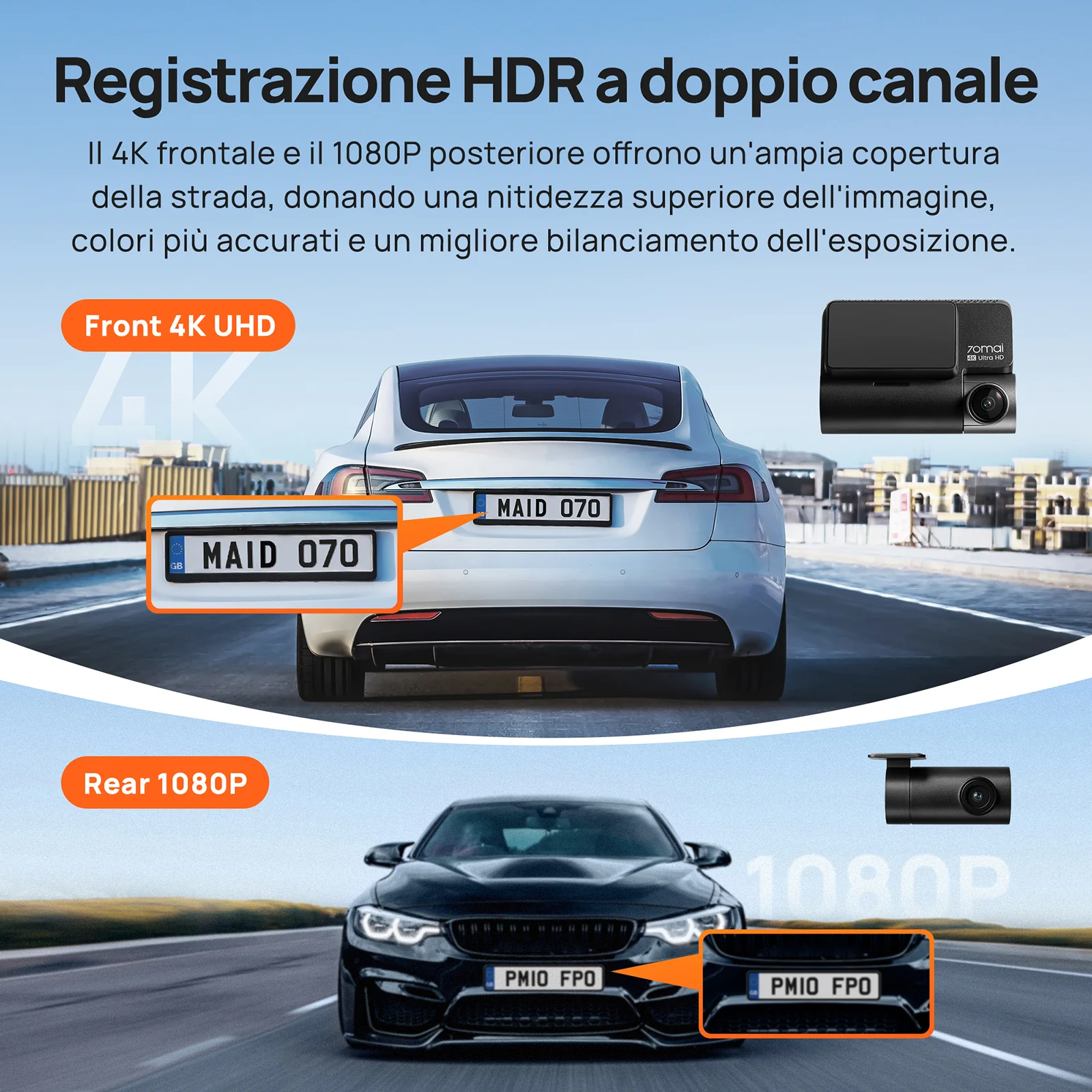 70mai Dash Cam 4K A810 con Sony STARVIS 2 IMX678, 4G LTE e supporto Dual HDR - Image 3
