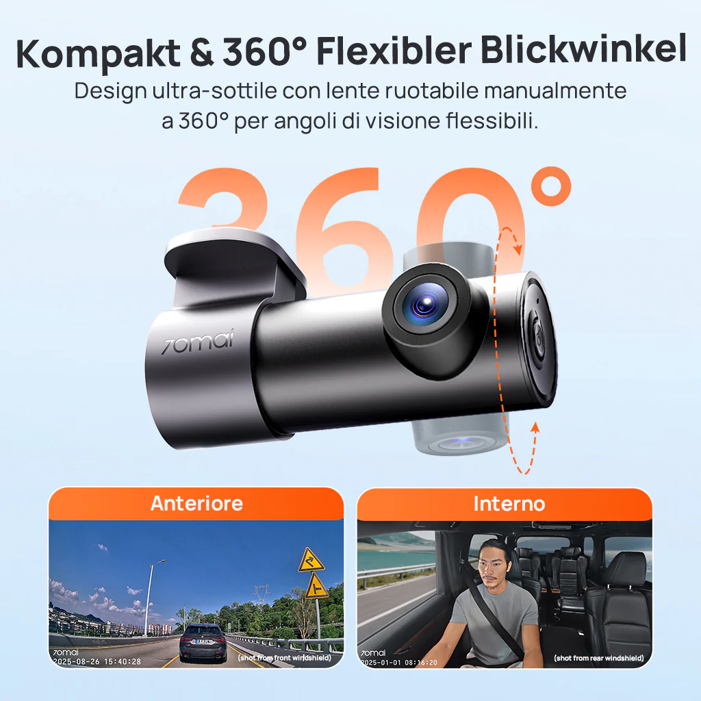 70mai Dash Cam M310 Plus 3K con obiettivo orientabile a 360°, visione notturna potenziata e registrazione di emergenza in buffer - Image 4