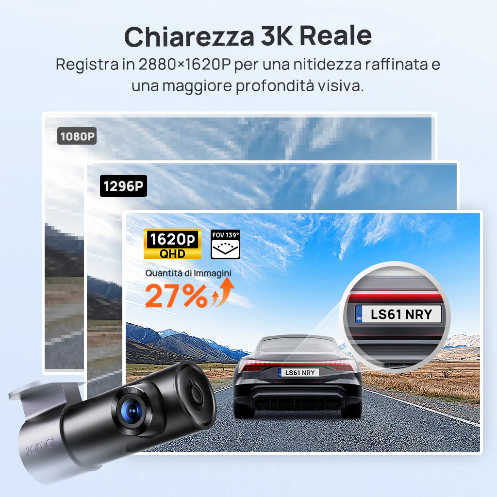 70mai Dash Cam M310 Plus 3K con obiettivo orientabile a 360°, visione notturna potenziata e registrazione di emergenza in buffer - Image 8