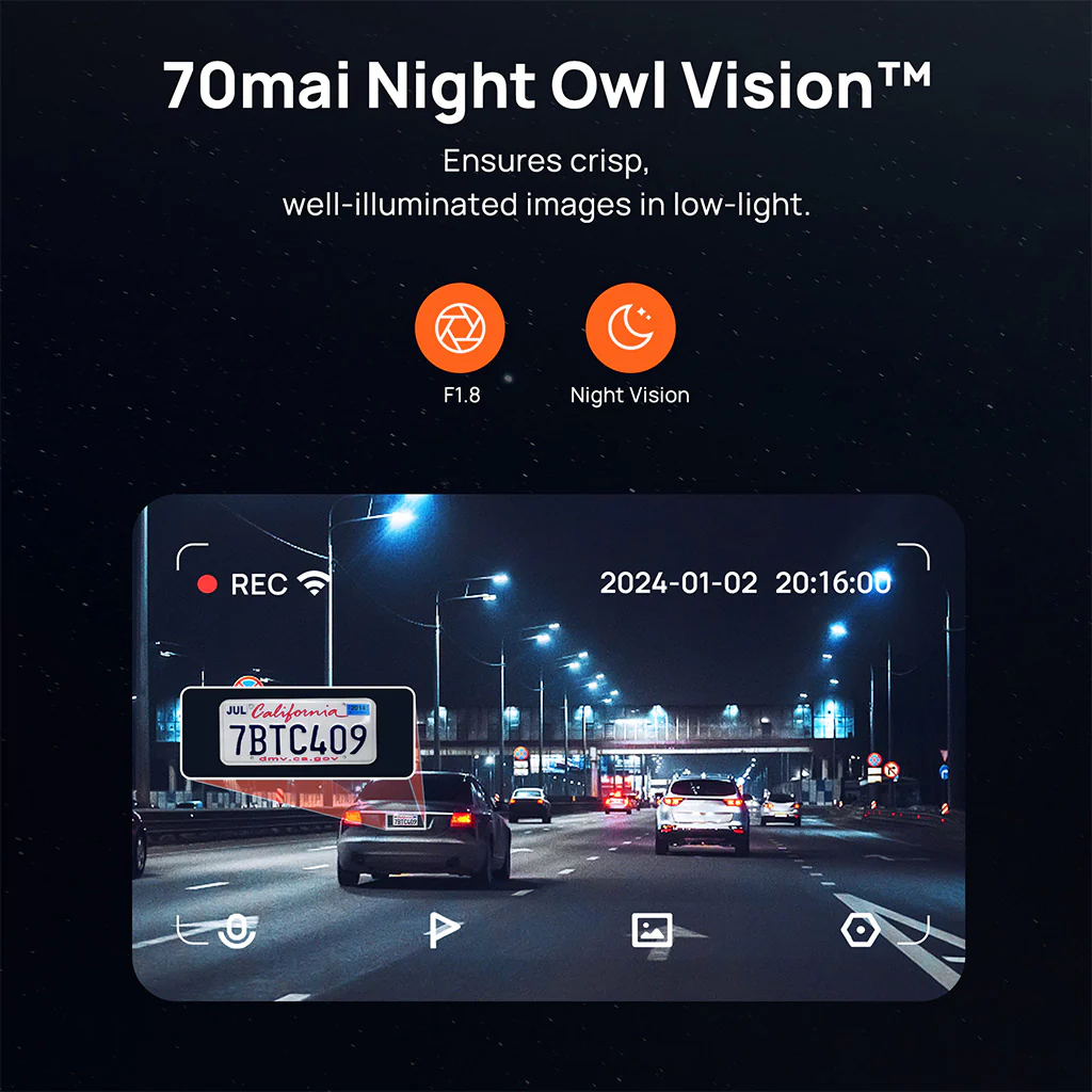 70mai Dash Cam M500 2.7K HD con eMMC integrato, campo visivo di 170° e registrazione HDR - Image 4